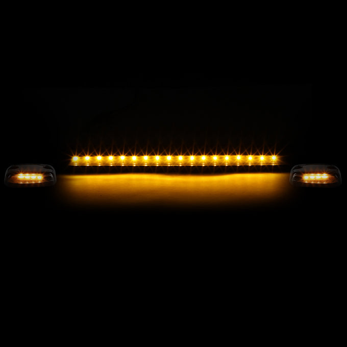 D-Motoring - Cab Roof Lights - Yellow LED - Smoked Lens - Plug-n-Play - 3PCS - Chevy Silverado 1500 / 2500 / 3500 / GMC Sierra 1500 / 2500 / 3500 - 3