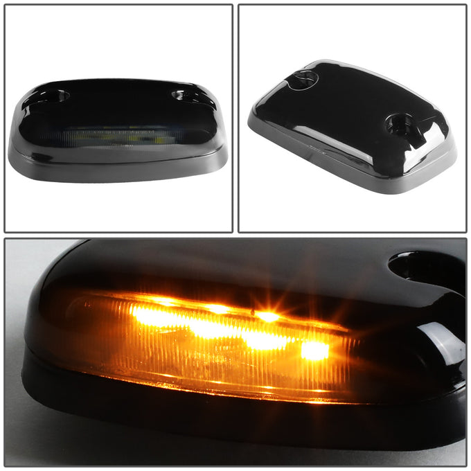 D-Motoring - Cab Roof Lights - Yellow LED - Smoked Lens - Plug-n-Play - 3PCS - Chevy Silverado 1500 / 2500 / 3500 / GMC Sierra 1500 / 2500 / 3500 - 4