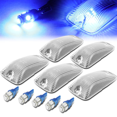 D-Motoring - Cab Roof Lights - Blue LED - Chrome Housing - Plug-n-Play - 5PCS - Chevy C/K 1500 / 2500 / 3500 / GMC C/K 1500 /  2500 / 3500 - 1