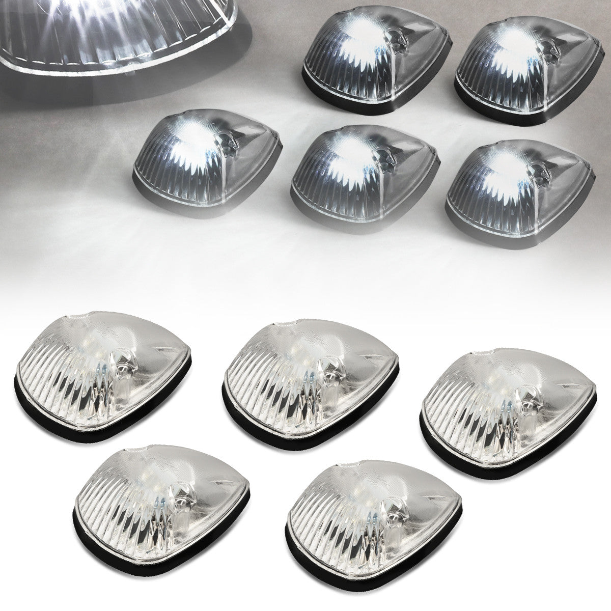 D-Motoring - Cab Roof Lights - White LED - Chrome Housing - Plug-n-Play - 5PCS - 94-98 Dodge Ram 1500 / 2500 / 3500 - 1