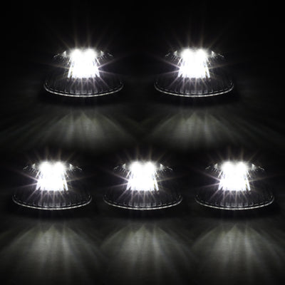 D-Motoring - Cab Roof Lights - White LED - Chrome Housing - Plug-n-Play - 5PCS - 94-98 Dodge Ram 1500 / 2500 / 3500 - 3