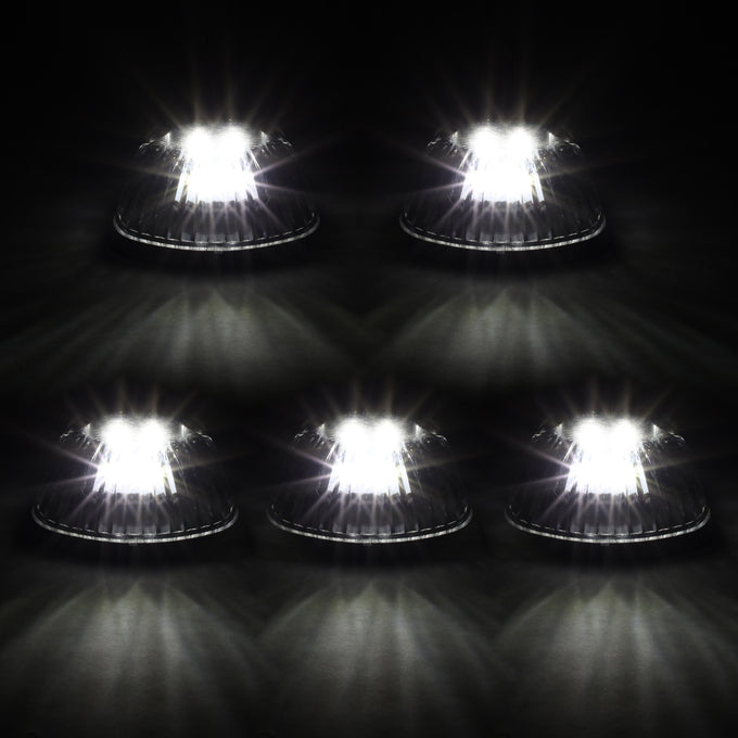 D-Motoring - Cab Roof Lights - White LED - Chrome Housing - Plug-n-Play - 5PCS - 94-98 Dodge Ram 1500 / 2500 / 3500 - 3