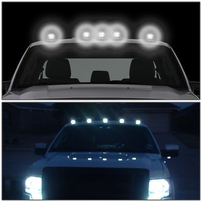 D-Motoring - Cab Roof Lights - White LED - Chrome Housing - Plug-n-Play - 5PCS - 94-98 Dodge Ram 1500 / 2500 / 3500 - 5