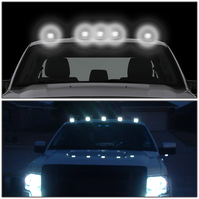 D-Motoring - Cab Roof Lights - White LED - Chrome Housing - Plug-n-Play - 5PCS - 94-98 Dodge Ram 1500 / 2500 / 3500 - 5