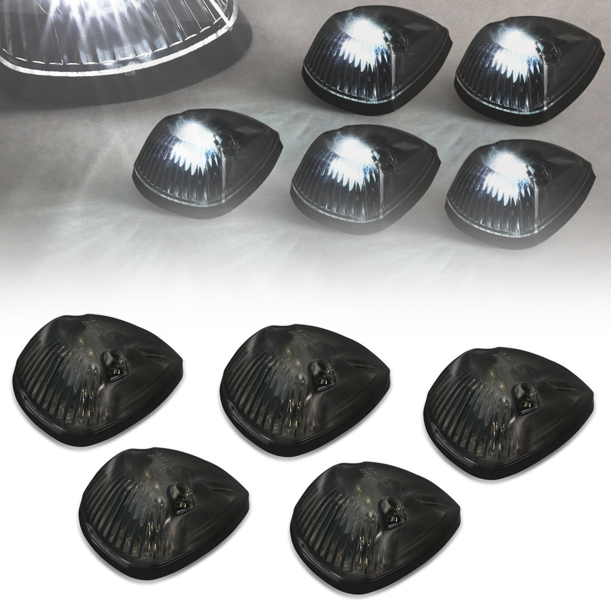 D-Motoring - Cab Roof Lights - White LED - Smoked Lens - Plug-n-Play - 5PCS - 94-98 Dodge Ram 1500 / 2500 / 3500 - 1