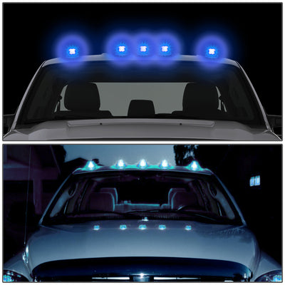 D-Motoring - Cab Roof Lights - Blue LED - Black Housing - Plug-n-Play - 5PCS - Dodge Ram 1500 / 2500 / 3500 - 5