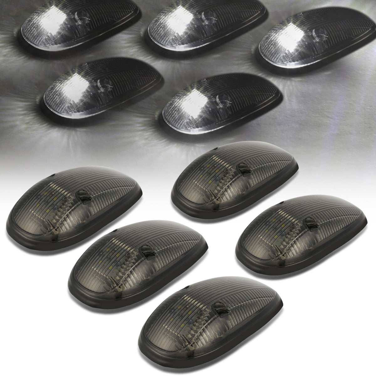 D-Motoring - Cab Roof Lights - White LED - Smoked Lens - Plug-n-Play - 5PCS - Dodge Ram 1500 / 2500 / 3500 - 1