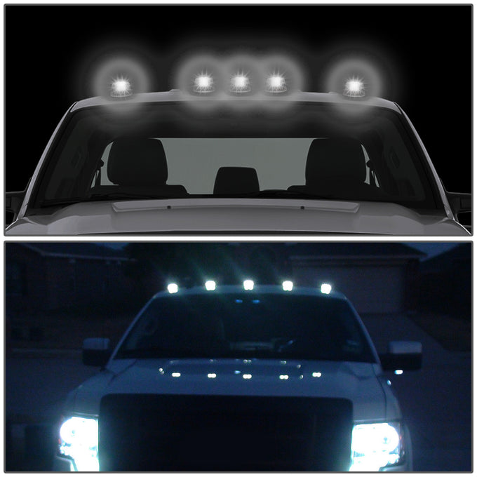 D-Motoring - Cab Roof Lights - White LED - Smoked Lens - Plug-n-Play - 5PCS - Dodge Ram 1500 / 2500 / 3500 - 5