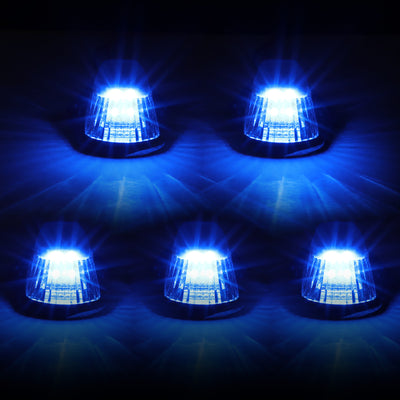 D-Motoring - Cab Roof Lights - Blue LED - Black Housing - Plug-n-Play - 5PCS - 80-96 Ford F-250 / F-350 / F-450 / F-550 / Super Duty / E-150 - 3