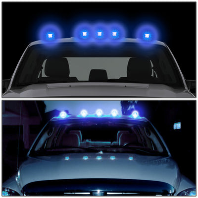 D-Motoring - Cab Roof Lights - Blue LED - Black Housing - Plug-n-Play - 5PCS - 80-96 Ford F-250 / F-350 / F-450 / F-550 / Super Duty / E-150 - 5