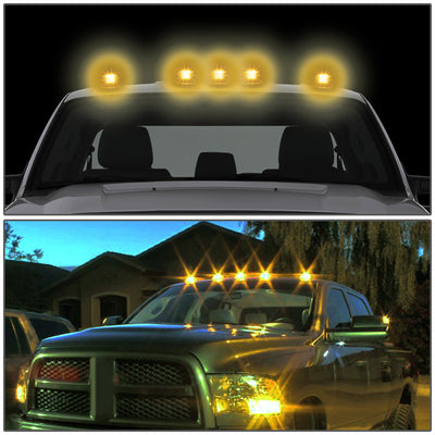 D-Motoring - Cab Roof Lights - Yellow LED - Black Housing - Plug-n-Play - 5PCS - Ford F-150 / F-250 / F-350 - 5