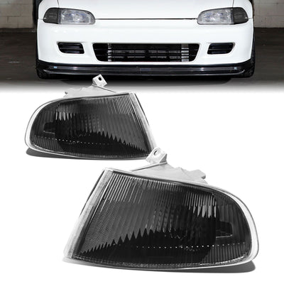 Black Housing Turn Signal Corner Lights<br>92-95 Honda Civic 2/3 Door