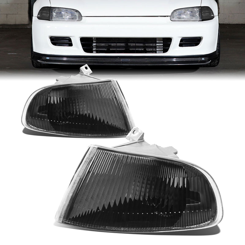 Black Housing Turn Signal Corner Lights<br>92-95 Honda Civic 2/3 Door