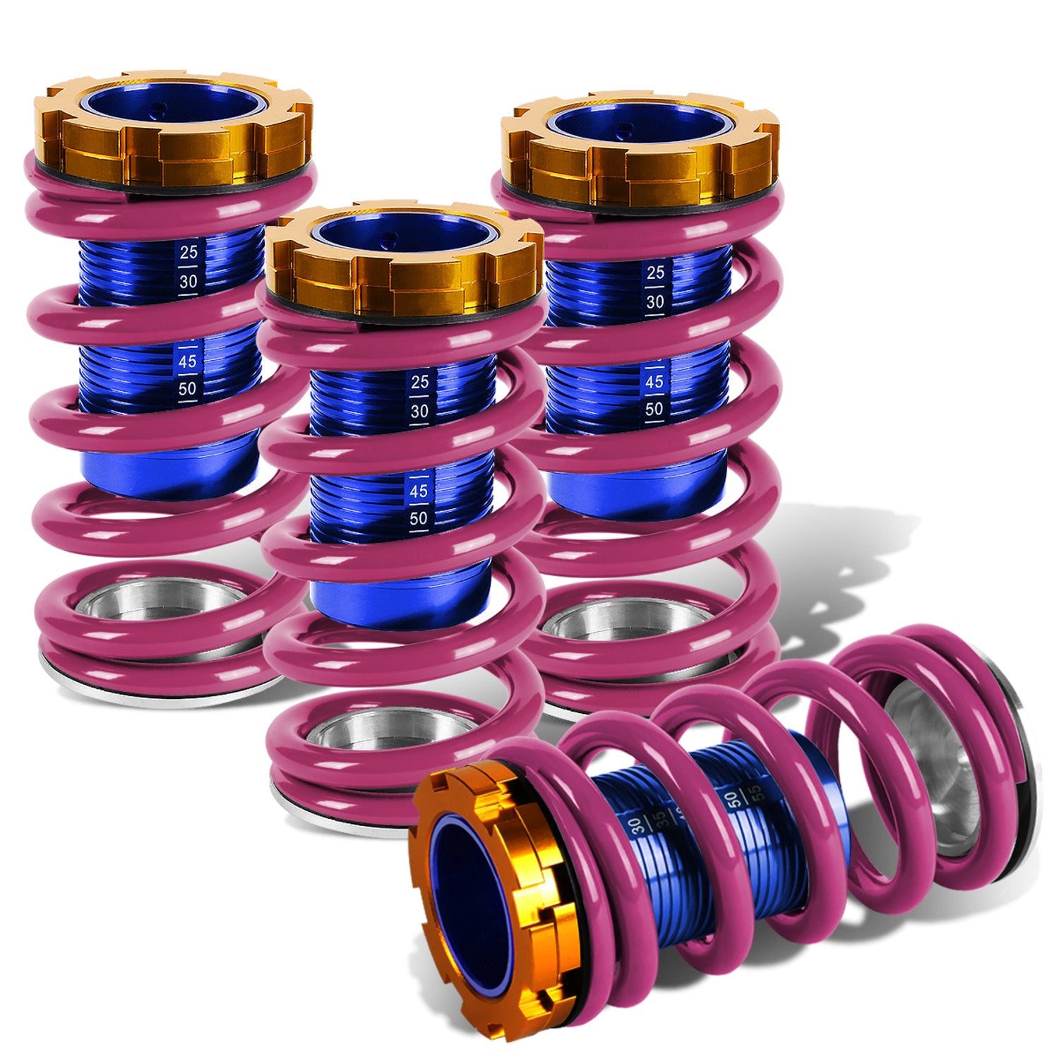D-Motoring - Coilover Sleeve Kit - 1 - 4 Ride Height Adjustable With Scales - Set of 4 - Honda CRX / Acura Integra / Honda Civic / Honda Del Sol - 1