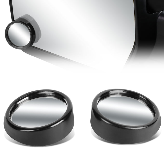 D-Motoring - Blind Spot Mirrors - Round - Black Angle Bezel - 2 in. - Pair - 1