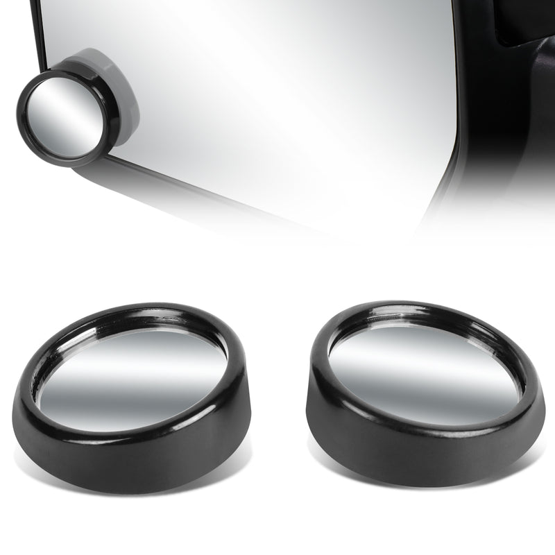 D-Motoring - Blind Spot Mirrors - Round - Black Angle Bezel - 2 in. - Pair - 1
