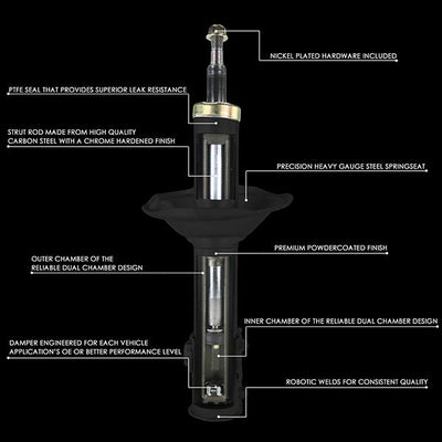 D-Motoring - 84-01 Jeep Cherokee Wagoneer 2WDShocks - Front - Mild Steel - Pair - 2