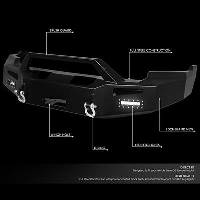 09-12 Ram Truck 1500 Rock Crawler Front Bumper - W/Winch Plate+LED Fog Light - FGBP-002 - 2