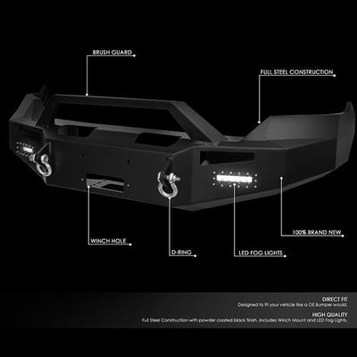 13-18 Ram Truck 1500 Rock Crawler Front Bumper - W/Winch Plate+LED Fog Light - FGBP-003 - 2