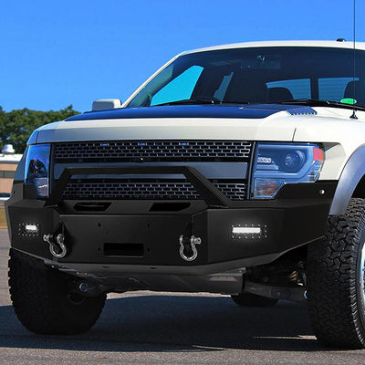 10-14 Ford F150 Raptor Rock Crawler Front Bumper - W/Winch Plate+LED Fog Light - FGBP-004 - 9