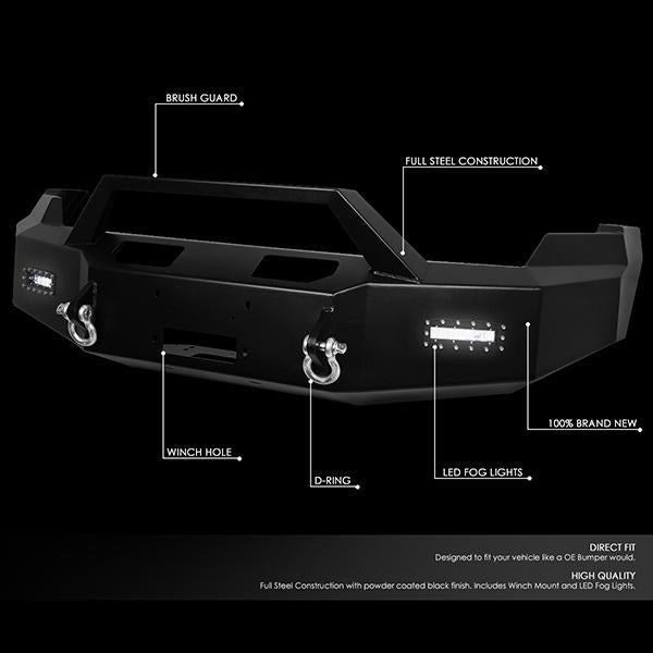 09-14 Ford F150 Rock Crawler Front Bumper - W/Winch Plate+LED Fog Light+D-Ring - FGBP-005 - 2