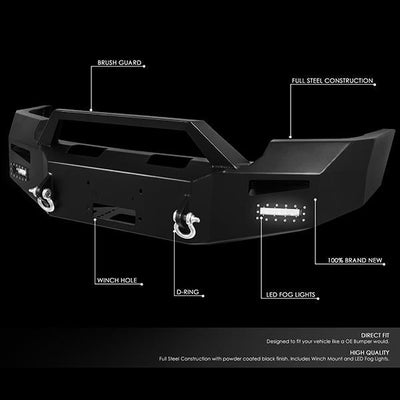07-13 GMC Sierra 1500 Rock Crawler Front Bumper - W/Winch Plate+LED Fog Light - FGBP-006 - 2
