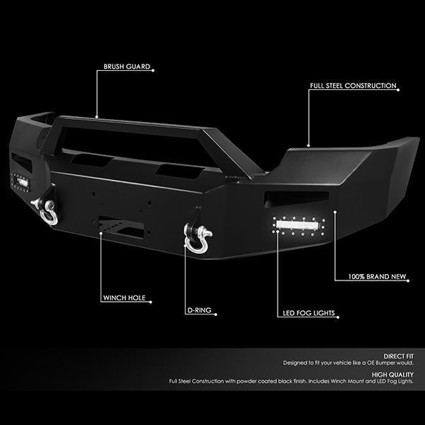 07-13 GMC Sierra 1500 Rock Crawler Front Bumper - W/Winch Plate+LED Fog Light - FGBP-006 - 2