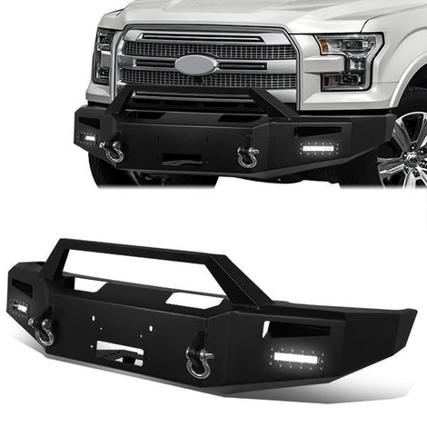 15-17 Ford F150 Rock Crawler Front Bumper - W/Winch Plate+LED Fog Light+D-Ring - FGBP-007 - 1