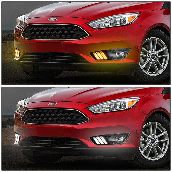 D-Motoring - Fog Lights - LED DRL - Black Housing - Clear Lens - Plug-n-Play - Pair - 15-17 Ford Focus - 5