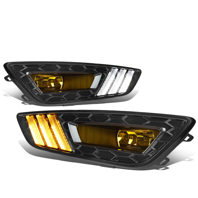 D-Motoring - Fog Lights - LED DRL - Black Housing - Amber Lens - Plug-n-Play - Pair - 15-17 Ford Focus - 1