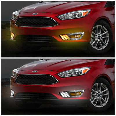 D-Motoring - Fog Lights - LED DRL - Amber Lens - Plug-n-Play - Pair - 15-17 Ford Focus - 5
