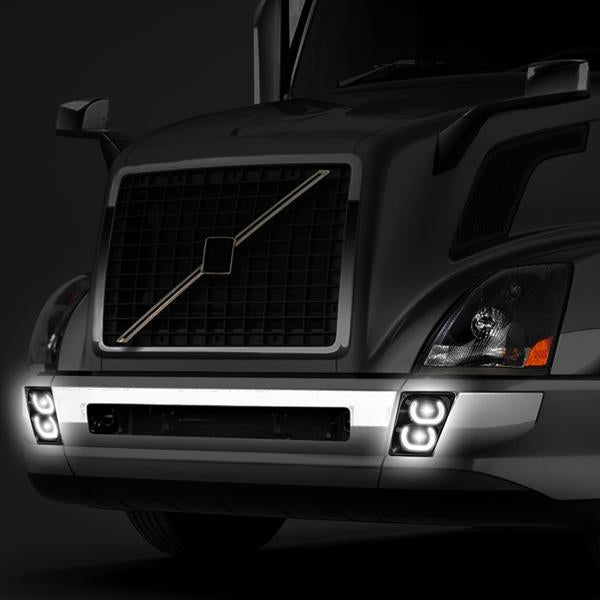 LED DRL Projector Fog Lights w/ Wiring Harness <br>04-18 Volvo VN VNL 300 400 430 630 740 760 860