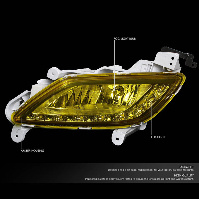 D-Motoring - Fog Lights - 11-16 Veloster FS L4 - LED DRL - W / Switch - Amber Lens - Plug-n-Play - Pair - 2012-2016 Hyundai Veloster - 2