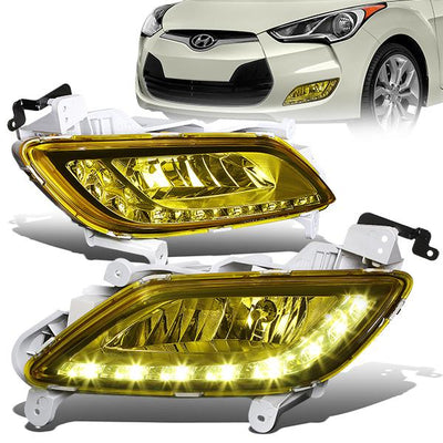 LED DRL Fog Lights w/ Switch + Wiring Harness <br>12-17 Hyundai Veloster