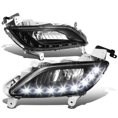 D-Motoring - Fog Lights - 11-16 Veloster FS L4 - LED DRL - W / Switch - Black Housing - Clear Lens - Plug-n-Play - Pair - 2012-2016 Hyundai Veloster - 1