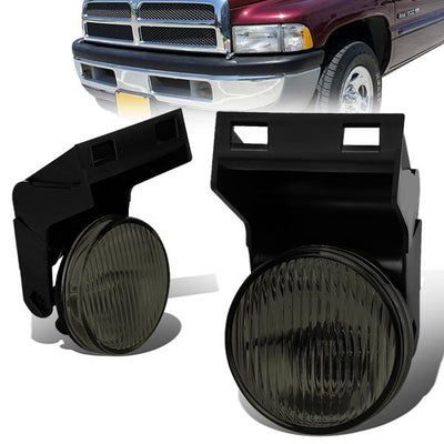 Smoked Lens Fog Light w/ Bulbs <br>94-98 Dodge Ram 1500 2500 3500