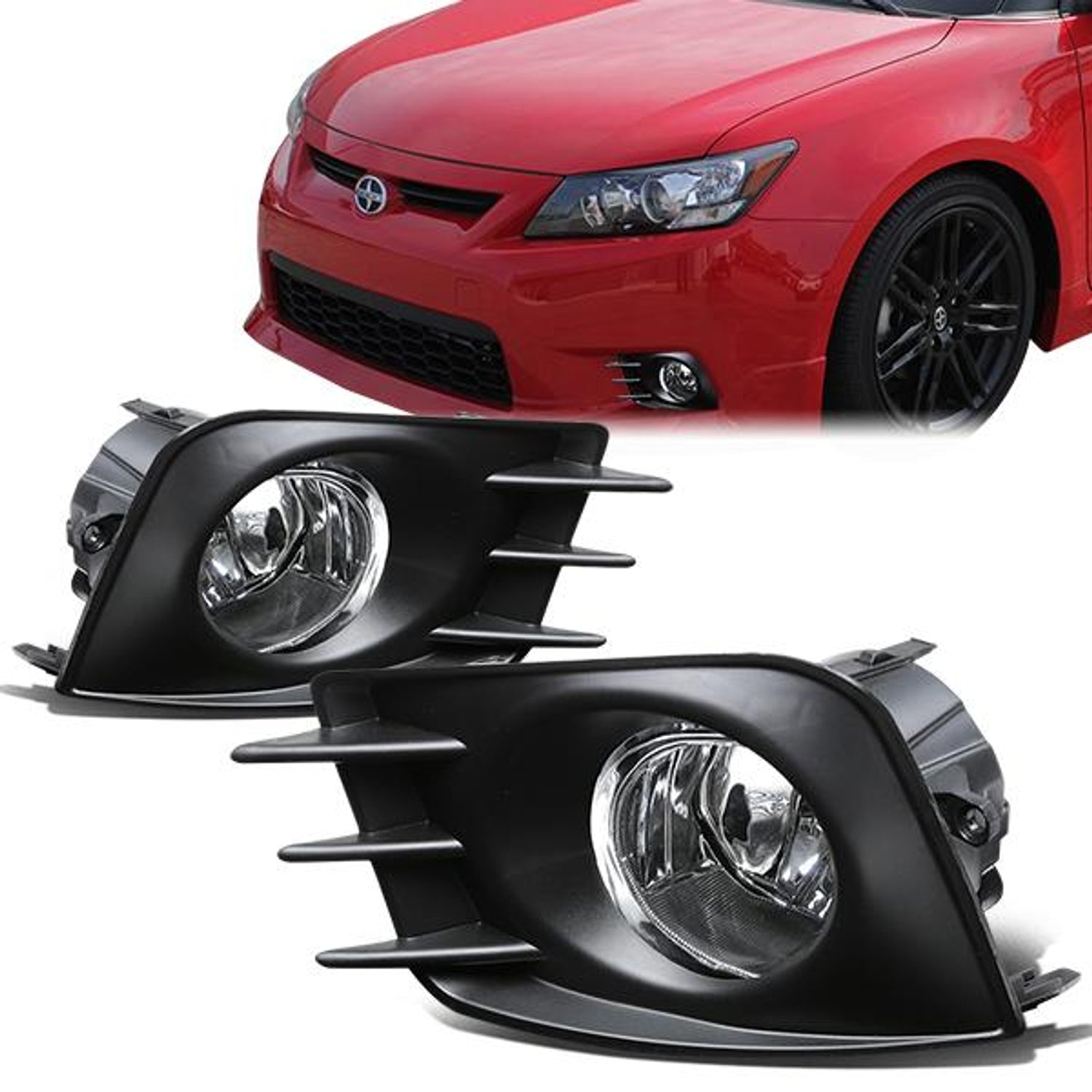 Clear Lens Fog Lights w/ Switch + Wiring Harness + Bezels <br>11-13 Scion tC