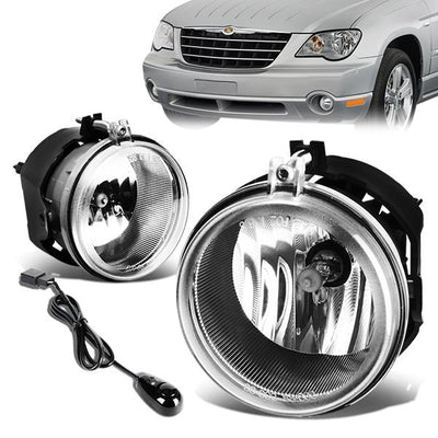 Clear Lens Fog Lights w/ Switch + Wiring Harnesses <br>05-08 Chrysler Pacifica, 08-10 Dodge Avenger