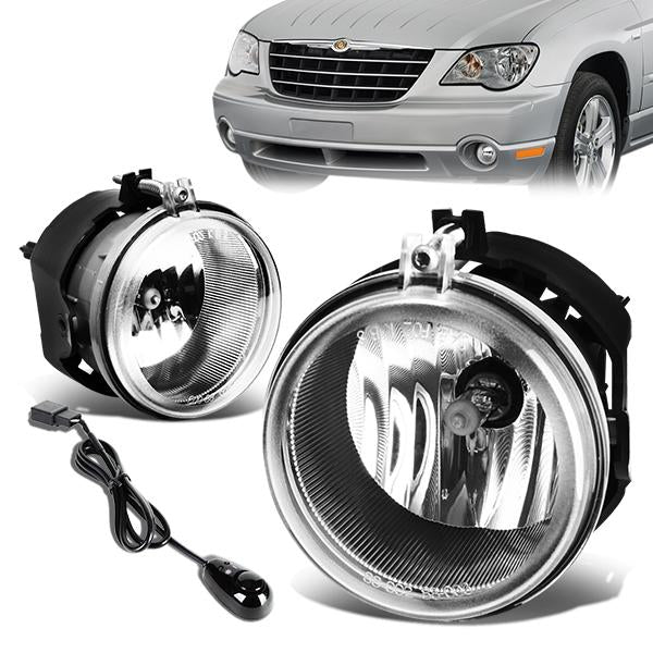 Clear Lens Fog Lights w/ Switch + Wiring Harnesses <br>05-08 Chrysler Pacifica, 08-10 Dodge Avenger