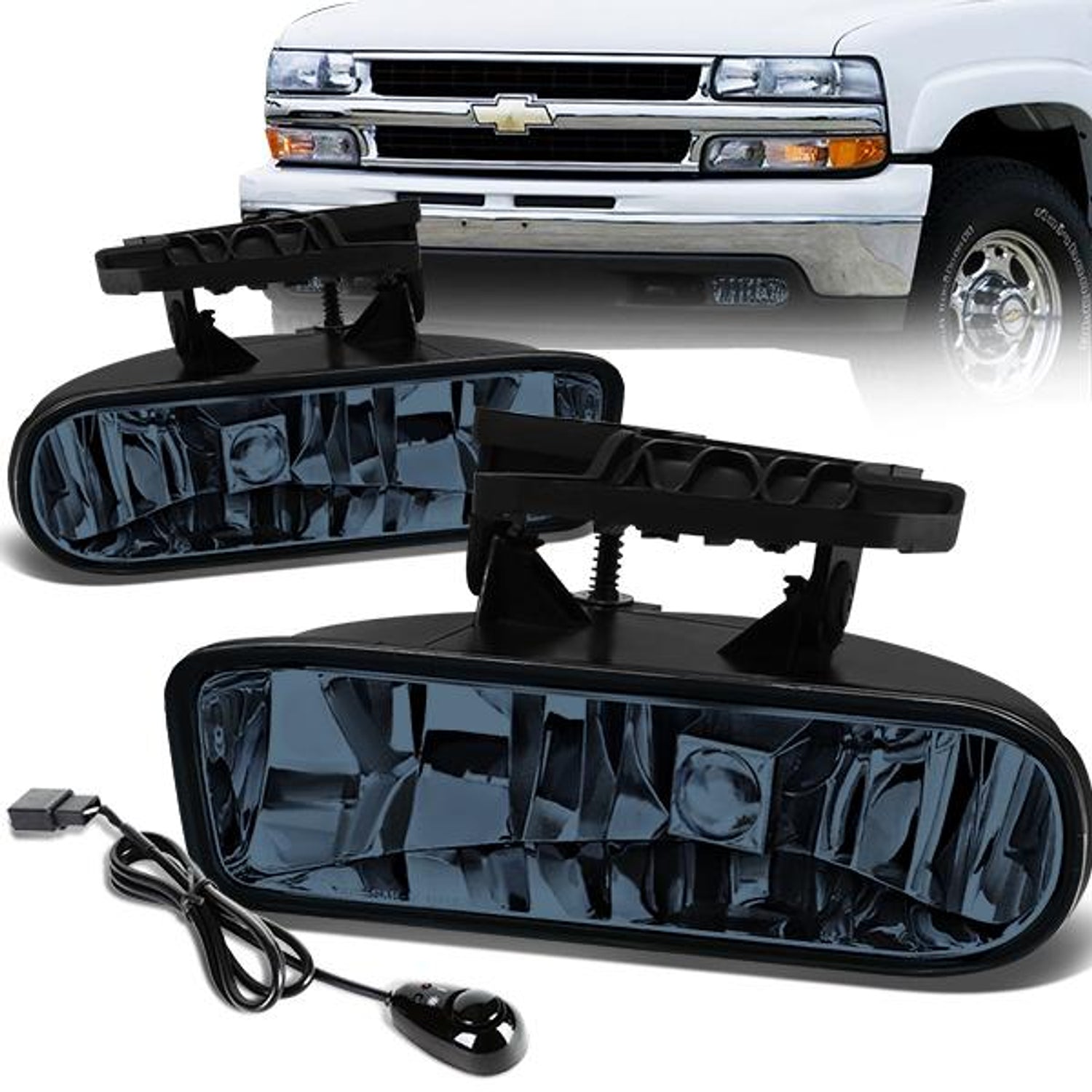 Blue Lens Fog Lights w/ Switch + Wiring Harness <br>99-06 GMC Sierra 1500 - 3500 Yukon