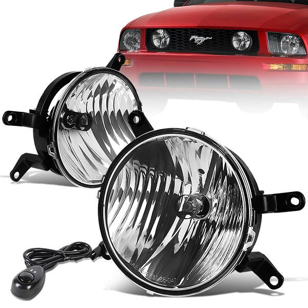 Clear Lens Fog Lights w/ Switch + Wiring Harness <br>05-09 Ford Mustang