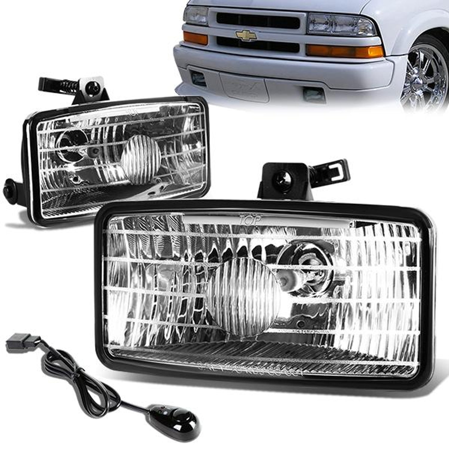 Clear Lens Fog Lights w/ Switch + Wiring Harness <br>00-03 Chevy S10 Xtreme