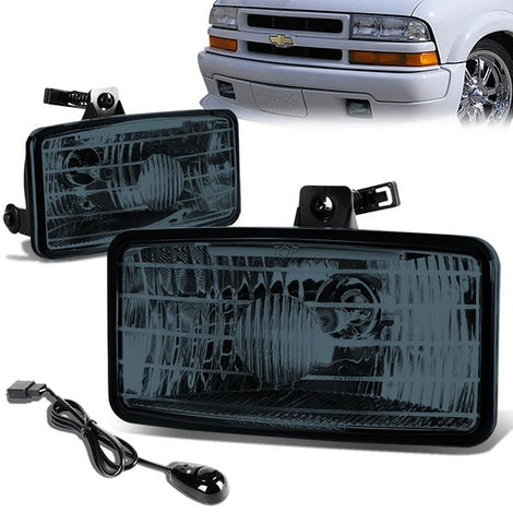 Smoked Lens Fog Lights w/ Switch + Wiring Harness <br>00-03 Chevy S10 Xtreme