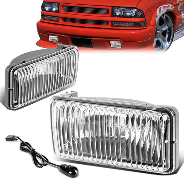 Clear Lens Fog Lights w/ Switch + Wiring Harness <br>98-04 Chevy S10 Pickup Blazer