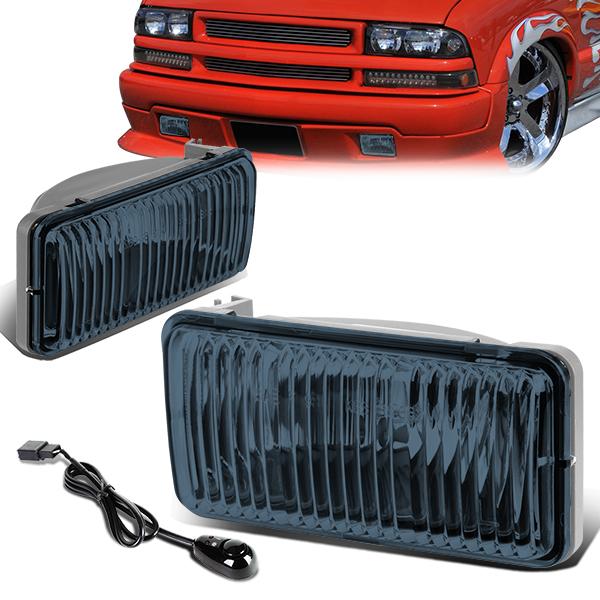Smoked Lens Fog Lights w/ Switch + Wiring Harness <br>98-04 Chevy S10 Pickup Blazer