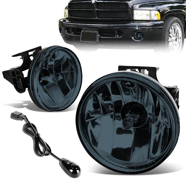 Smoked Lens Fog Lights w/ Switch + Wiring Harness <br>99-02 Dodge Ram 1500 - 4000