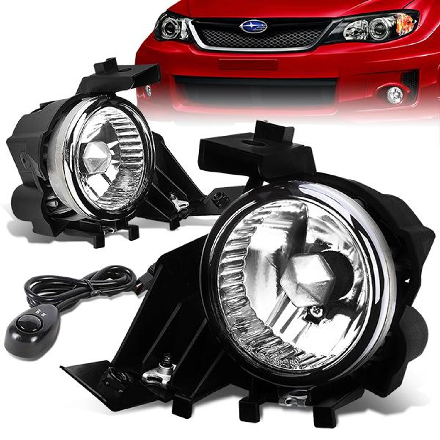 Clear Lens Fog Lights w/ Switch + Wiring Harness <br>08-11 Subaru Impreza WRX