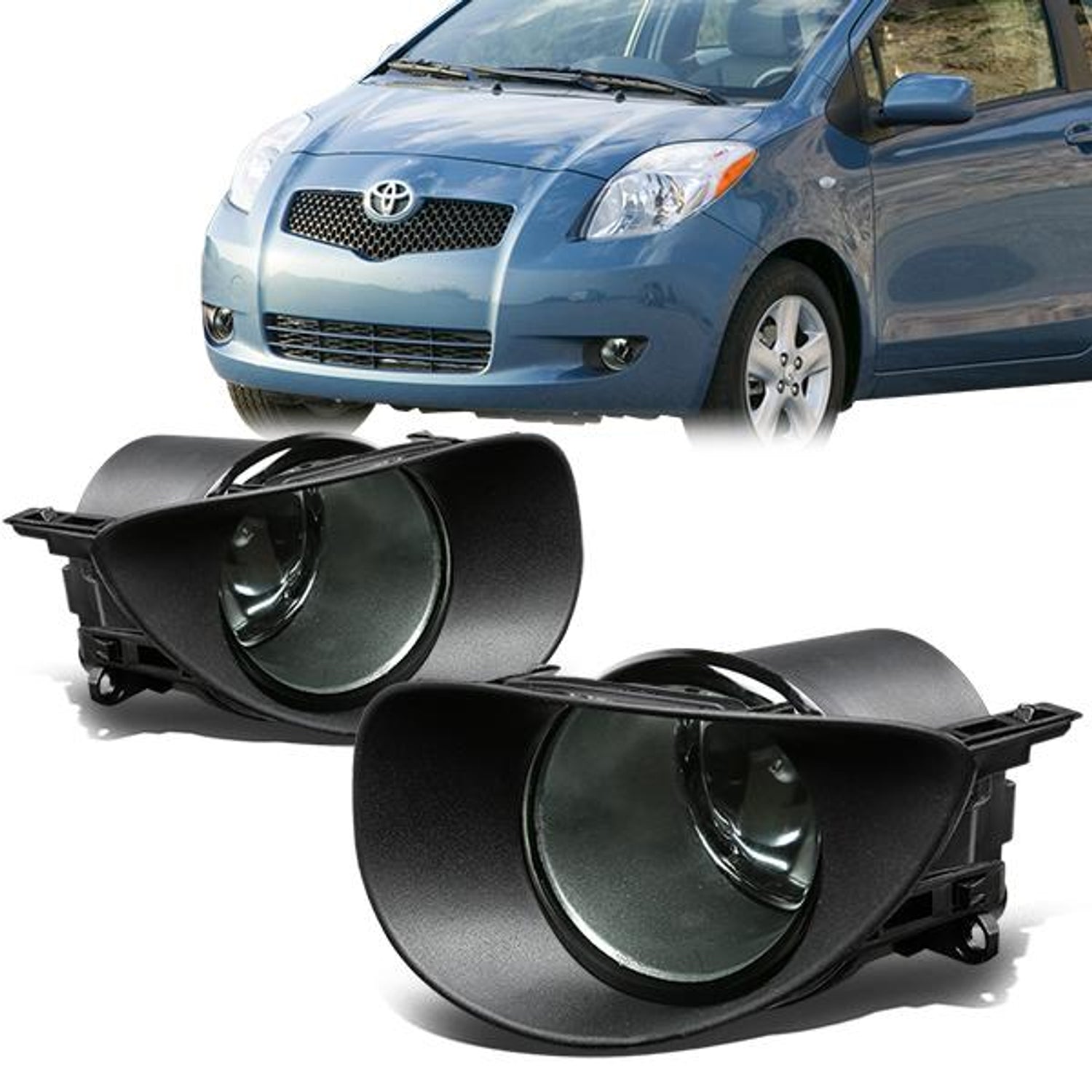 Smoked Lens Fog Lights w/ Switch + Wiring Harness <br>07-08 Toyota Yaris Hatchback