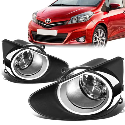 Clear Lens Fog Lights w/ Switch + Wiring Harness <br>12-14 Toyota Yaris Hatchback
