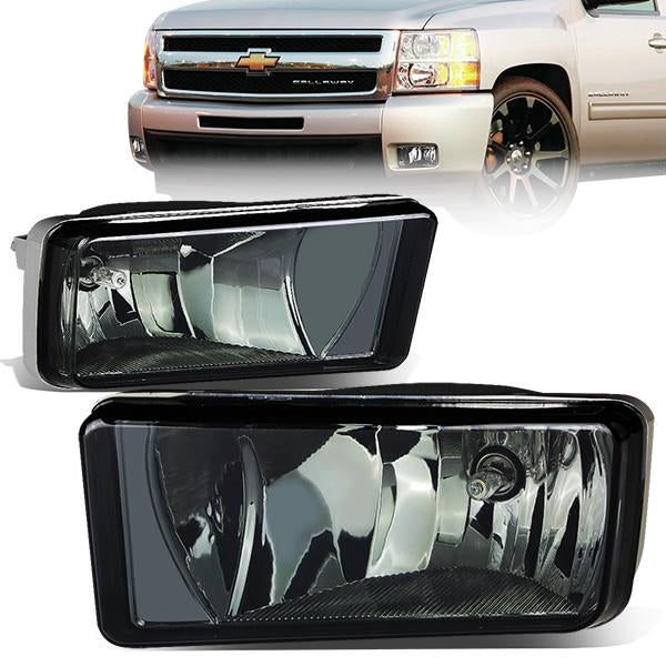 Smoked Lens Fog Lights w/ Bulbs <br>07-15 Chevy Silverado / GMC Sierra 1500-3500HD